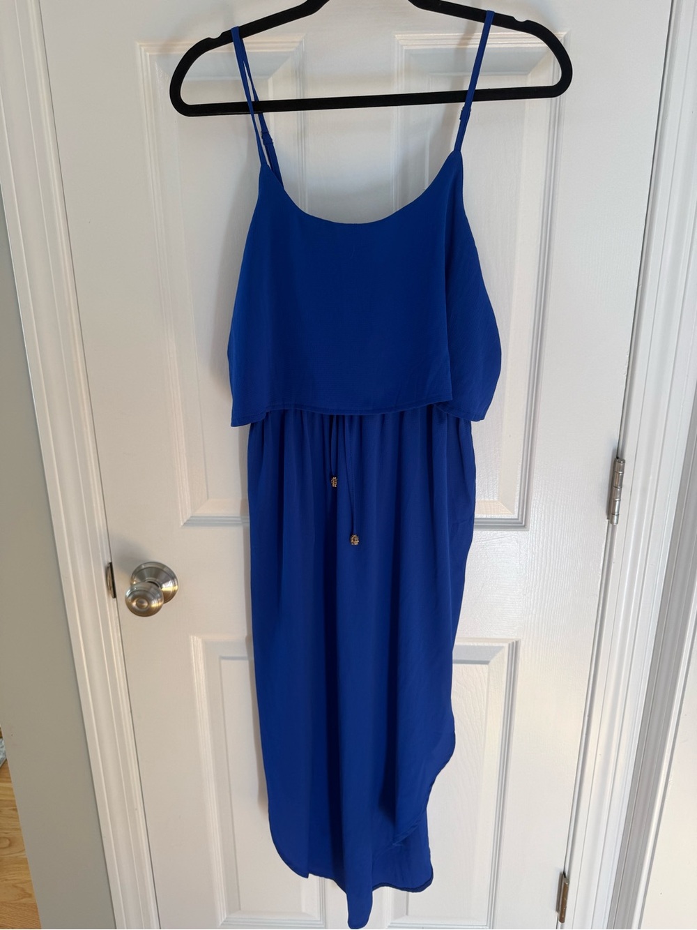 NWT Blue Sleeveless Spaghetti-Strap Midi Dress